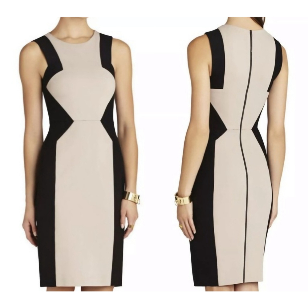 BCBGMAXAZRIA Evelyn Fully Lined Colorblocked Knee-length Dress Size 4 Pre-owned